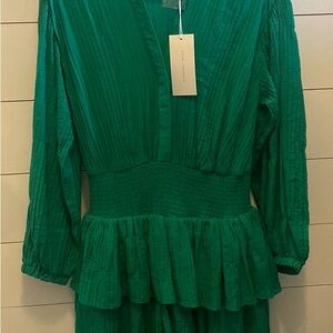 Green two tiered ruffle dress